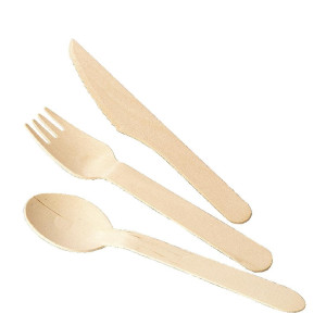 Biodegradable Wooden Dessert Spoon 166mm - Pack of 100 - Fiesta Green - Fourniresto