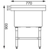 Hlboký drez s chrbtom 100 L 770 x 600 mm - Vogue - Fourniresto