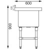 Hlboký drez s chrbtom 100 L 770 x 600 mm - Vogue - Fourniresto