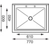 Hlboký drez s chrbtom 100 L 770 x 600 mm - Vogue - Fourniresto