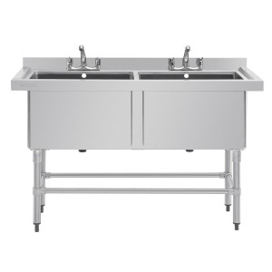 Double Sink with Backsplash 2 X 100 L 1410 X 600 Mm - Vogue - Fourniresto