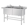 Dvojitý hlboký drez s chrbtom 2 x 100 l 1410 x 600 mm - Vogue - Fourniresto