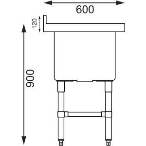 Dvojitý hlboký drez s chrbtom 2 x 100 l 1410 x 600 mm - Vogue - Fourniresto