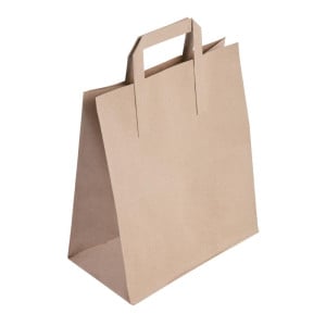 Large Brown Recyclable Paper Bag 305 x 254 mm - Pack of 250 - Fiesta Green - Fourniresto