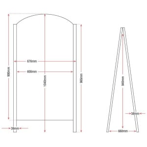 Tabuľa na chodník s čiernou kovovou konštrukciou 675 x 660 mm - Olympia - Fourniresto