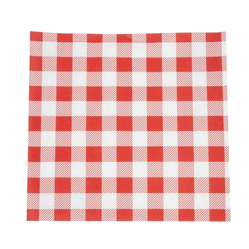 Greaseproof Paper Vichy Red 250 x 250 mm - Pack of 200 - FourniResto - Fourniresto