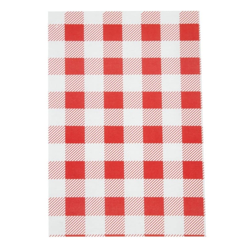 Greaseproof Paper Vichy Red 190 x 310 mm - Pack of 200 - FourniResto - Fourniresto