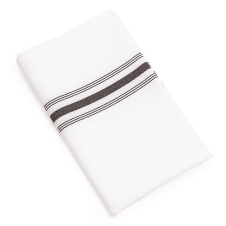 Serviette de Table Bistro avec Rayures Noires 560 x 460 mm - Lot de 10 - FourniResto - Fourniresto