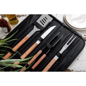 Kit Barbecue en Inox et Bois 4 Ustensiles - DEGLON - Fourniresto