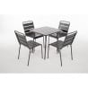 Square Grey Steel Slatted Table 700 x 700 mm - Bolero - Fourniresto