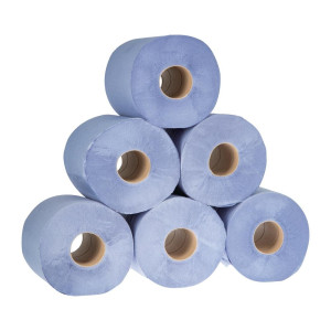 2-Ply Blue Centre Feed Hand Towels - Pack of 6 - Jantex