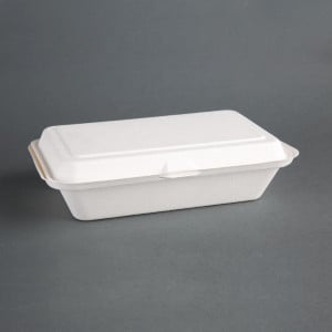 Barquettes À Charnière en Bagasse Compostables - L 248mm - Lot de 250 - Fiesta Green