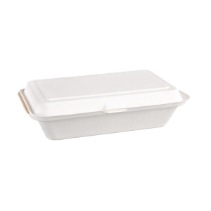 Barquettes À Charnière en Bagasse Compostables - L 248mm - Lot de 250 - Fiesta Green