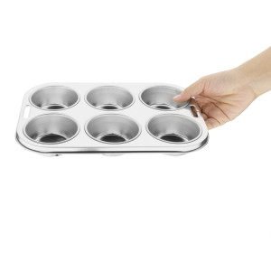 Set of 6 Deep Muffin Moulds in Stainless Steel - Vogue