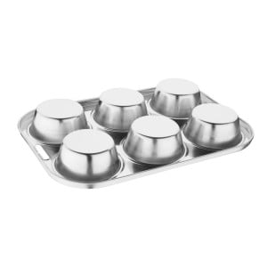 Set of 6 Deep Muffin Moulds in Stainless Steel - Vogue