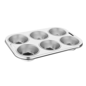 Set of 6 Deep Muffin Moulds in Stainless Steel - Vogue