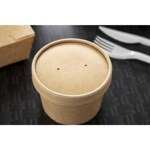 Veka na misky na polievku Kraft vhodné do mikrovlnky, recyklovateľné 225 ml a 350 ml - Sada 500 - Colpac
