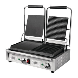 Dvojitý kontaktný gril s hladkou ľavou stranou a vrúbkovanou pravou stranou - Buffalo