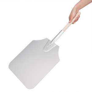 Aluminum pizza peel with wooden handle - 305 x 355 mm - Vogue - Fourniresto