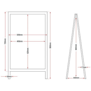 Tabuľa na chodník s dreveným rámom 850 x 500 mm - Olympia - Fourniresto