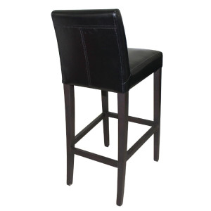 High Bar Stool with Faux Leather Backrest - Black - Bolero - Fourniresto