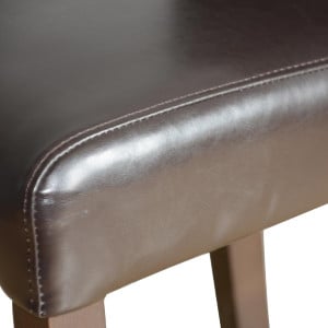 Tabouret De Bar Haut Avec Dossier En Simili Cuir - Marron Foncé - Bolero - Fourniresto