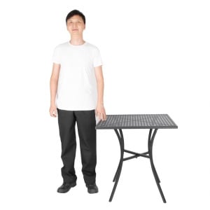 Square Perforated Steel Bistro Table - Black - 700mm - Bolero - Fourniresto