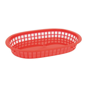 Set of 6 Oval Food Baskets in Red Polypropylene - Olympia Brand