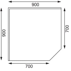 Stolík s rohovým nerezovým rámem 900 x 700 mm - Vogue