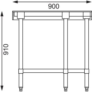 Stolík s rohovým nerezovým rámem 900 x 700 mm - Vogue