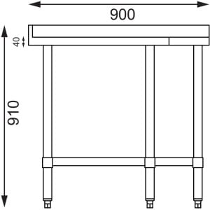 Stainless Steel Corner Table - L 900 x 700mm - Vogue