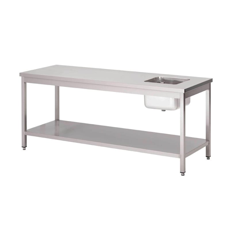 Stainless Steel Chef's Table With Lower Shelf - W 1400 x D 700mm - Gastro M