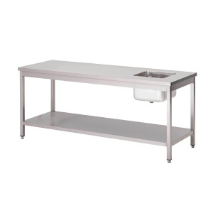 Chef's Table in Stainless Steel with Lower Shelf - L 1600 x W 700mm - Gastro M - Fourniresto