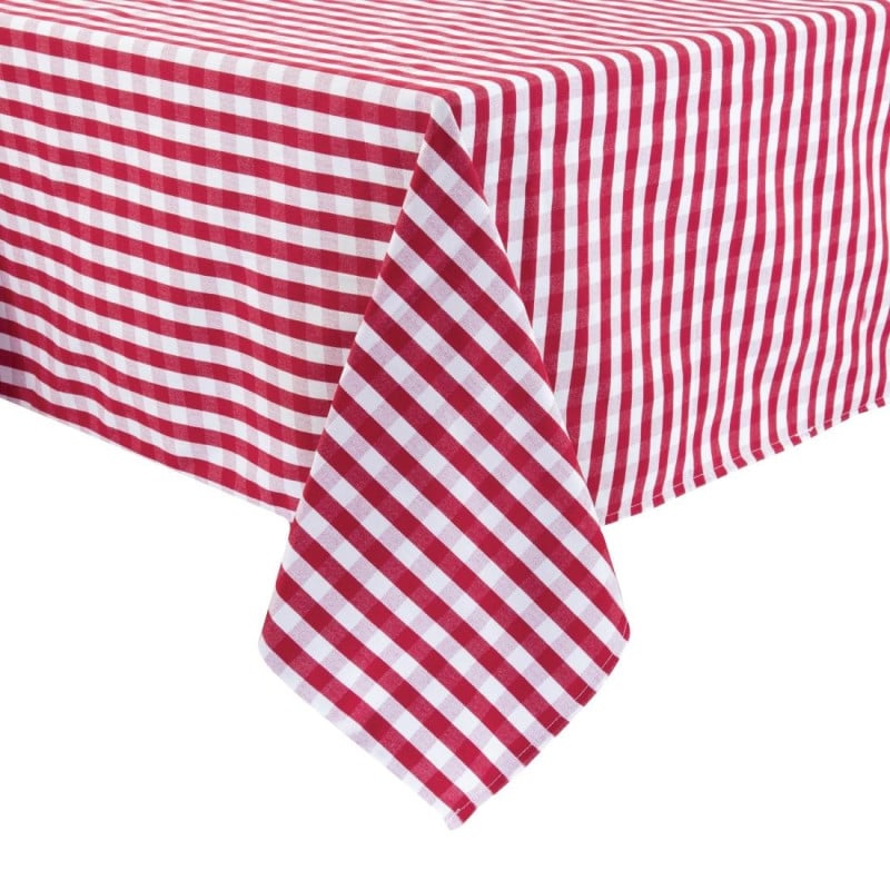 Štvorcový obrus s červenými štvorcami z polyesteru 1320 x 1320 mm - Mitre Essentials - Fourniresto