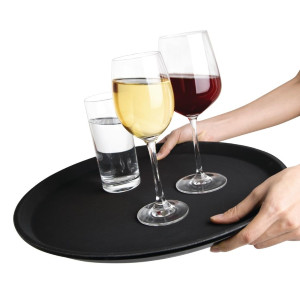 Plateau antidérapant en fibre de verre rond noir 406mm - Olympia KRISTALLON - Fourniresto