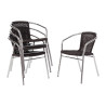 Stackable Black and Aluminum Rattan Armchairs - Set of 4 - Bolero - Fourniresto