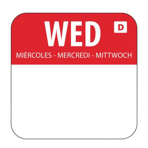 Etiquettes Solubles Pour Aliments "Mercredi"- Boîte de 1000 - Vogue