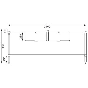 Drez z nerezovej ocele - Š 2400 x H 600 mm - Vogue