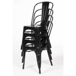 Stackable Bistro Chairs in Steel - Black - Set of 4 - Bolero