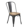 Chaises en Acier avec Assise en Bois - Gris Métallisé - Lot de 4 - Bolero