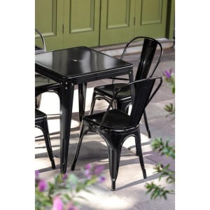 Square Black Steel Bistro Table - W 668 x D 668 mm - Bolero