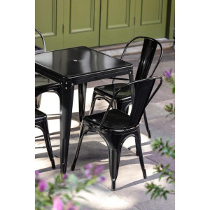 Table Bistro Carrée en Acier Noire – L 668 x P 668 mm - Bolero