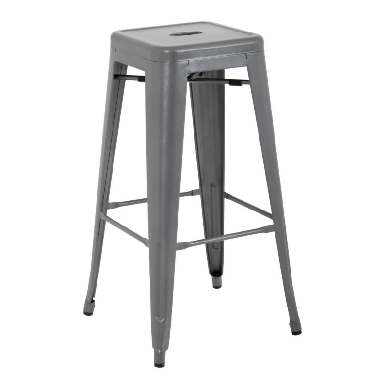 Vysoké stoličky z pozinkovanej ocele v metalickej sivej farbe - Sada 4 - Bolero Vysoké stoličky z pozinkovanej ocele v metalickej sivej farbe - Sada 4 - Bolero