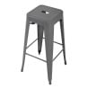 High Galvanized Steel Metallic Grey Stools - Set of 4 - Bolero