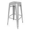 High Galvanized Steel Silver Grey Stools - Set of 4 - Bolero