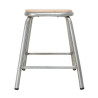 Low Galvanized Steel Stool with Wooden Seat Cantina - Set of 4 - Bolero