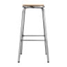 Tabouret Haut en Acier Galvanisé avec Assise en Bois - Lot de 4 - Bolero