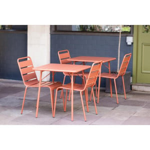 Chaise à Lattes en Acier - Terracotta - Lot de 4 - Bolero