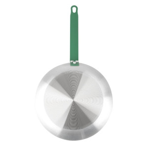 Non-stick Aluminium Frying Pan with Green Handle 280 mm - Hygiplas: Precise Cooking, Easy Cleaning