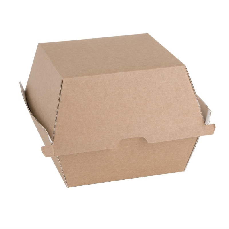 Small Compostable Hamburger Boxes 112mm - Pack of 150 Kraft Fiesta